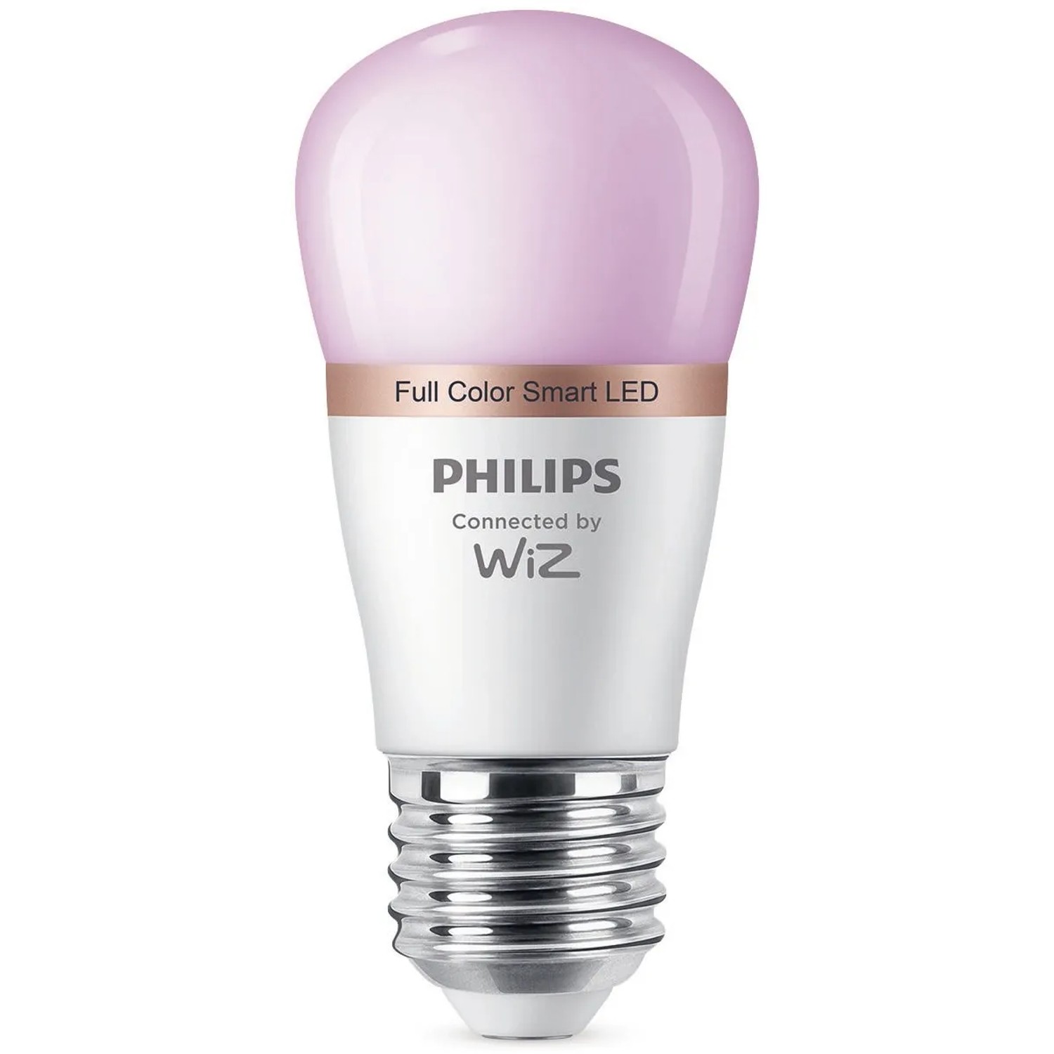 Philips Smart LED-Leuchtmittel E27, Tropfenform, Tunable White & Color, rosa leuchtend.