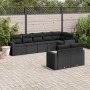 Schwarze 8-tlg. vidaXL Garten-Sofagarnitur aus Poly Rattan mit Kissen für Terrasse und Garten.