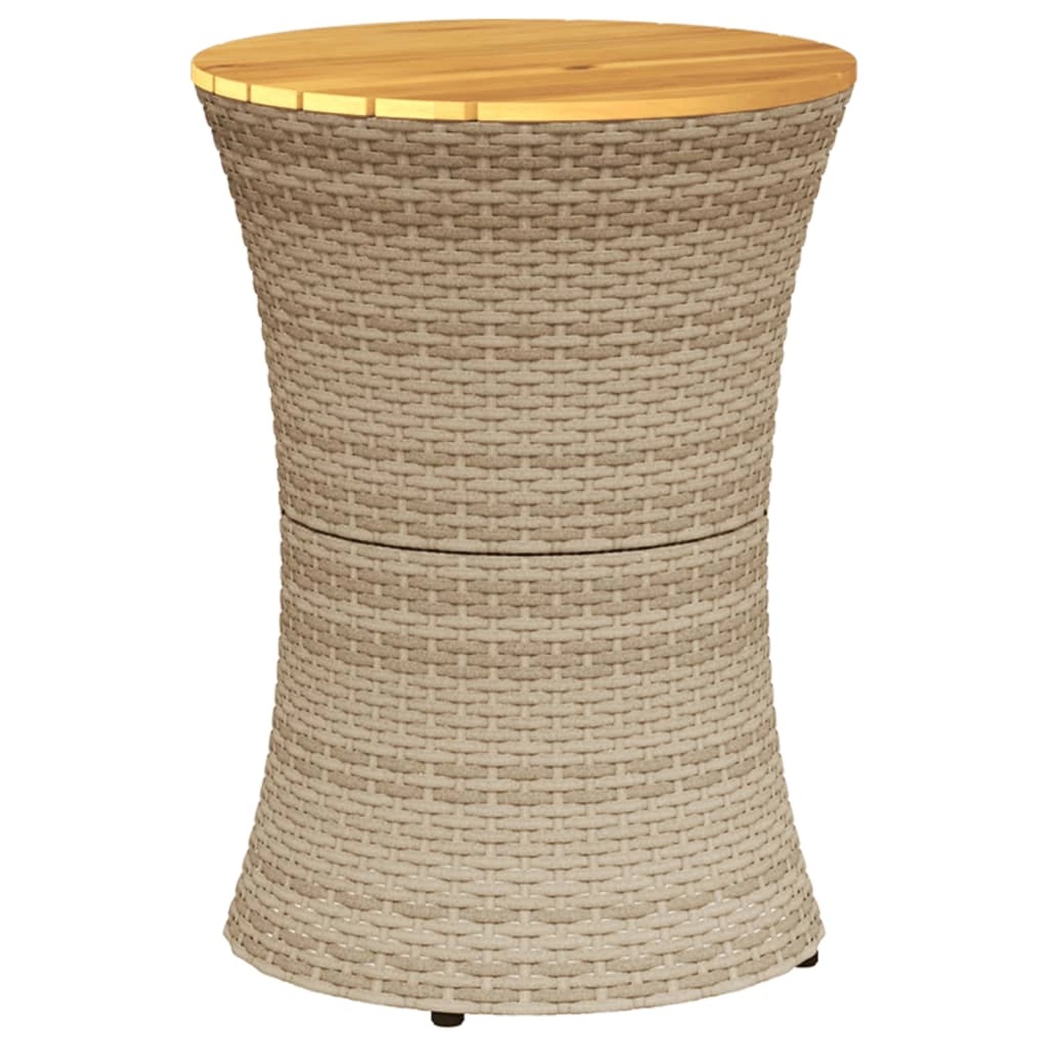 vidaXL Garten-Beistelltisch Trommelform Beige Poly Rattan Massivholz 368298 günstig online kaufen