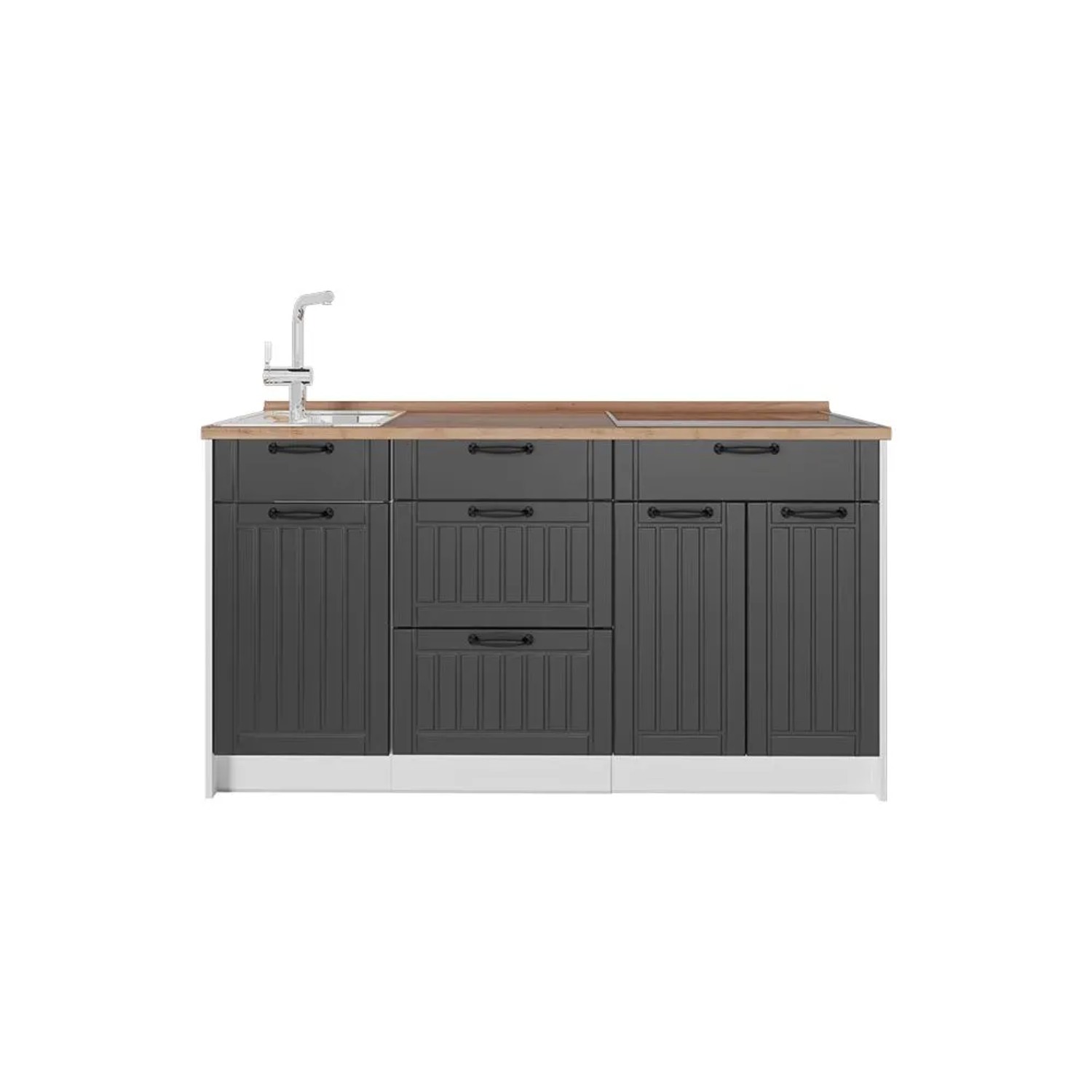 Vicco Küchenblock Fame-Line Dunkelgrau/Weiß 150 x 82 AP Eiche Art Nr 65322
