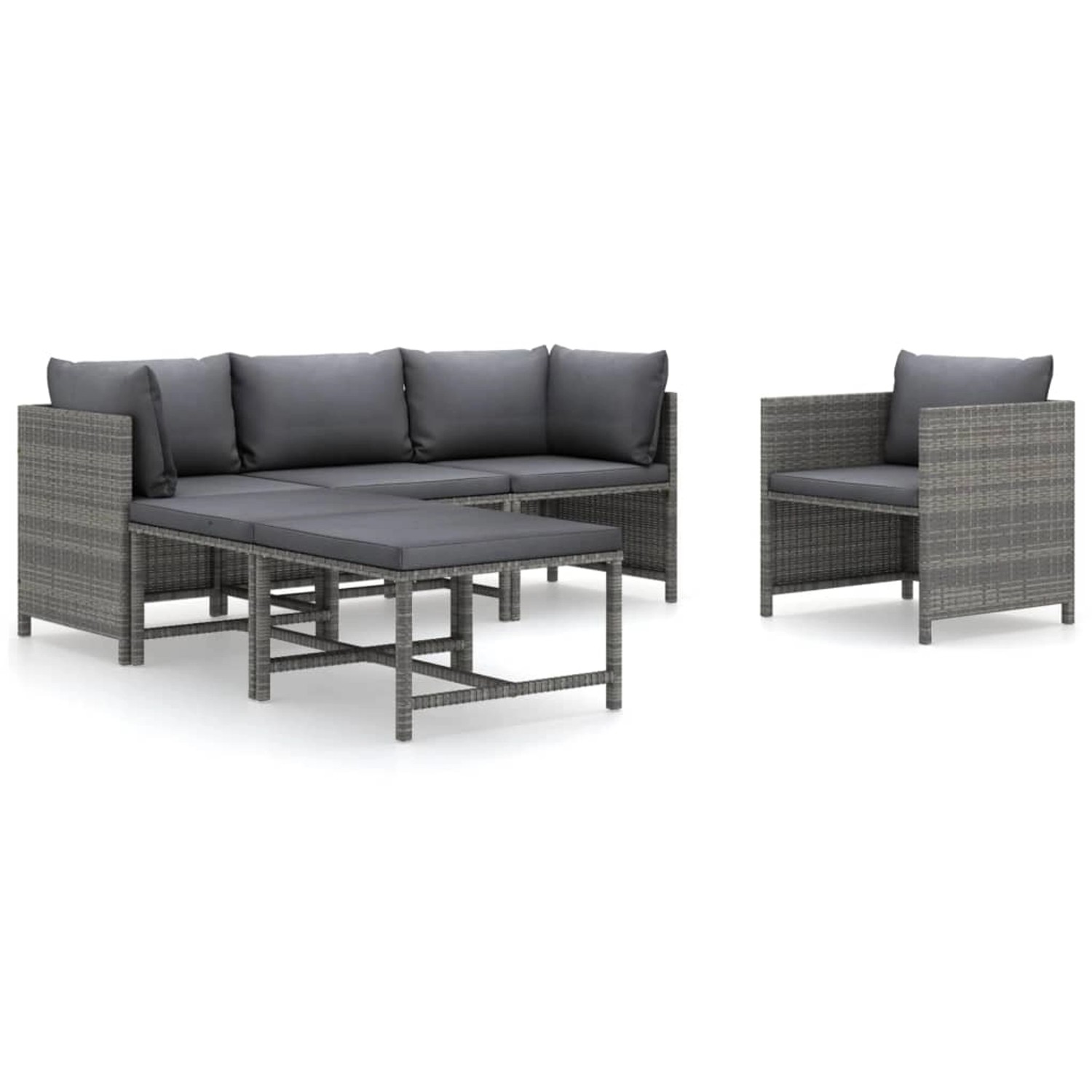 vidaXL 6-tlg Garten-Lounge-Set mit Kissen Poly Rattan Grau Modell 10 günstig online kaufen