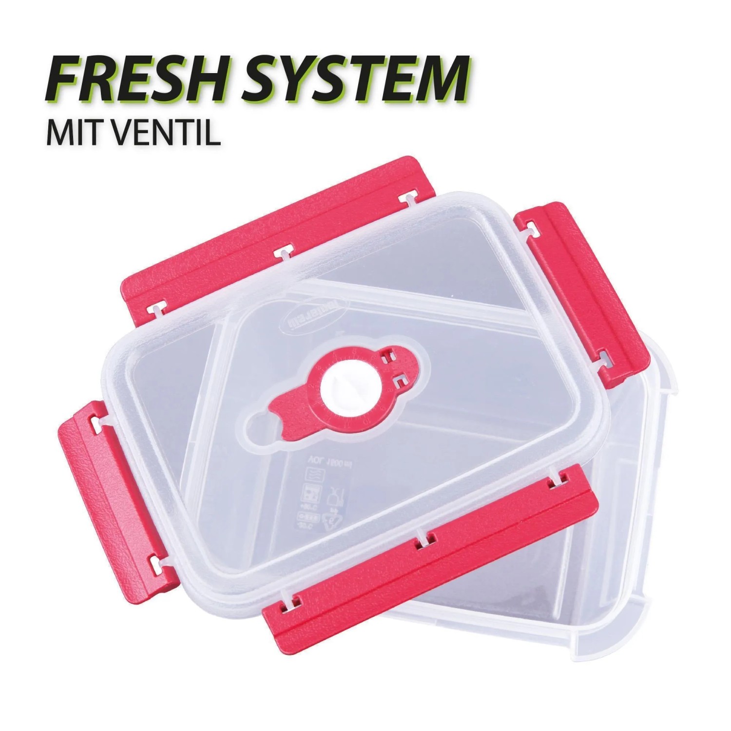 Bestlivings Frischhaltebox 1,5L, 2er Set. Rote Lunchboxen aus Kunststoff mit Deckel und Ventil.