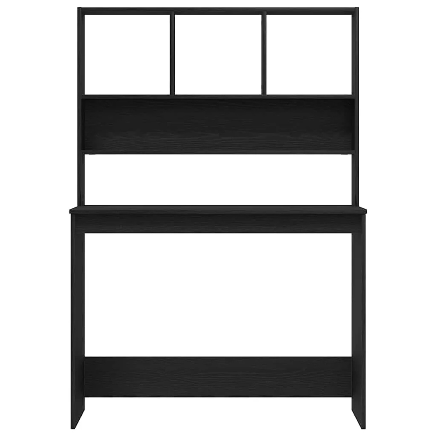 Schreibtisch vidaXL mit Regalen, Schwarz Eichen-Optik, 102x45x148 cm. Bürotisch mit Stauraum.