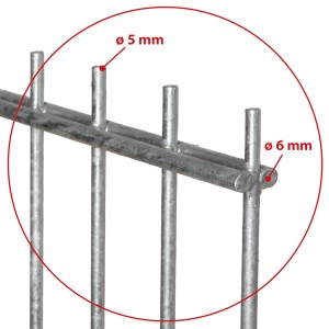 Detailaufnahme: Verzinkter Doppelstabmattenzaun, Stäbe 5/6 mm stark.