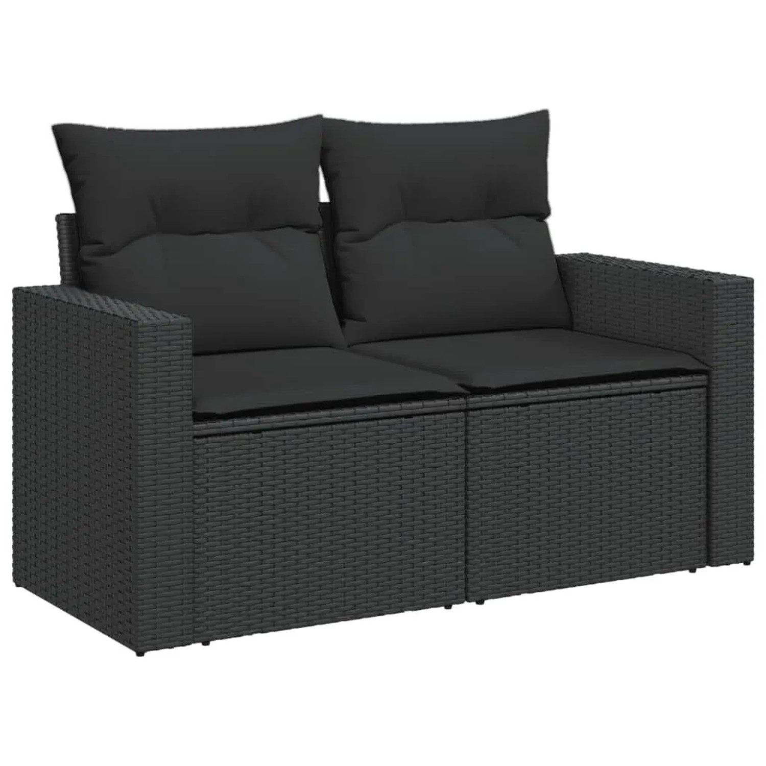 vidaXL Gartensofa mit Kissen 2-Sitzer Schwarz Poly Rattan 365989 günstig online kaufen