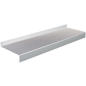 Silberne Aluminium Fensterbank, 11x125cm, für kontrollierte Wasserableitung.