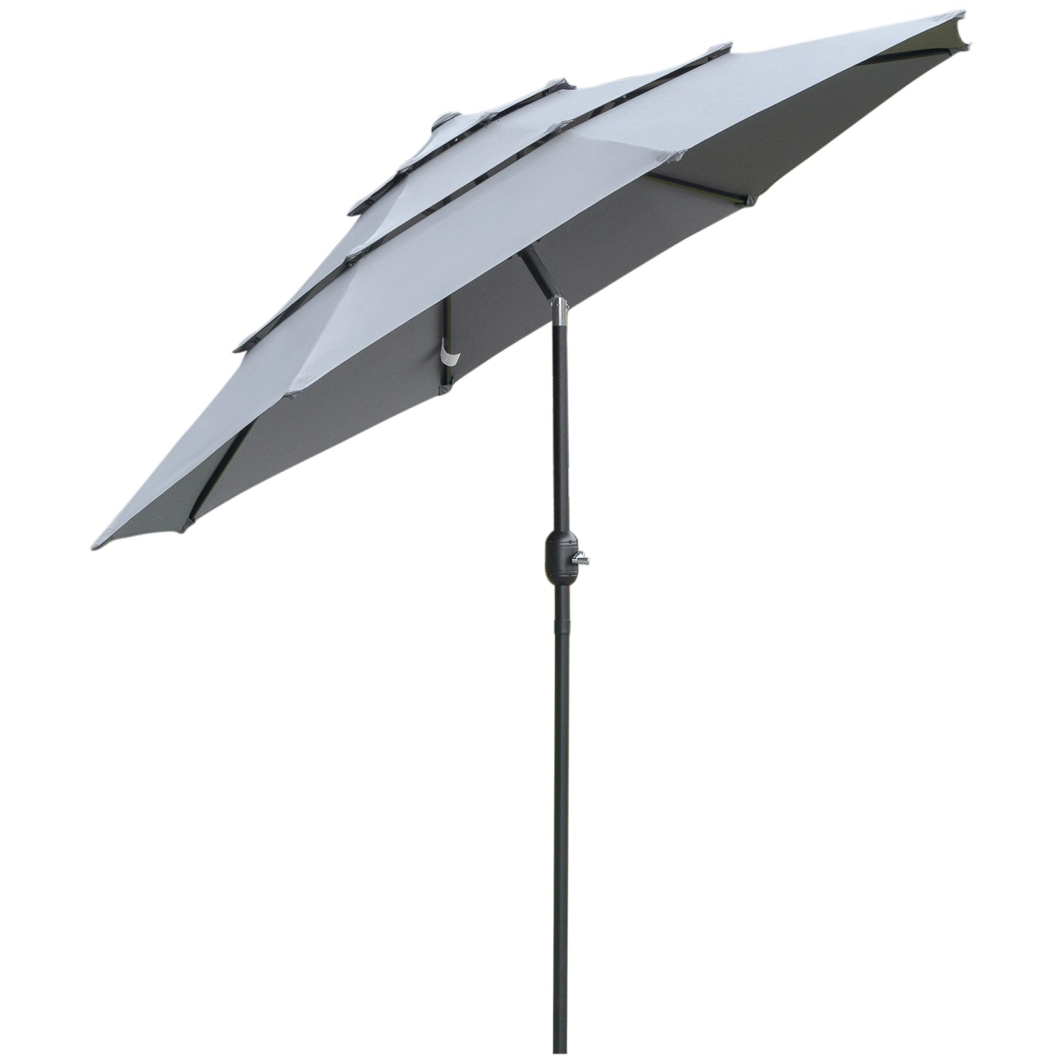 Outsunny Sonnenschirm  Polyester Stahl ABS Dunkelgrau Ø265 x 235H cm günstig online kaufen