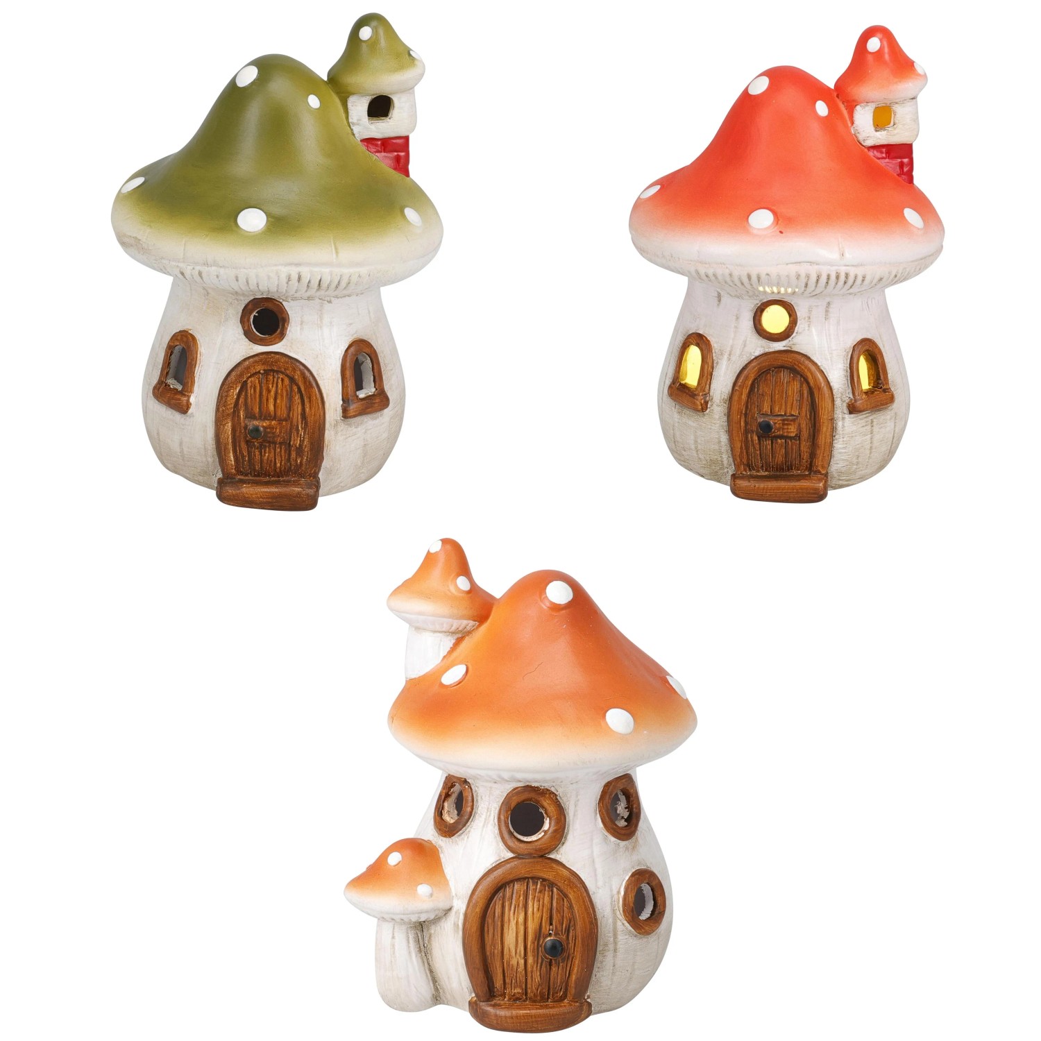 Deko-Pilz 11 cm x 9 cm x 14,5 cm Mehrfarbig 3-fach Sortiert