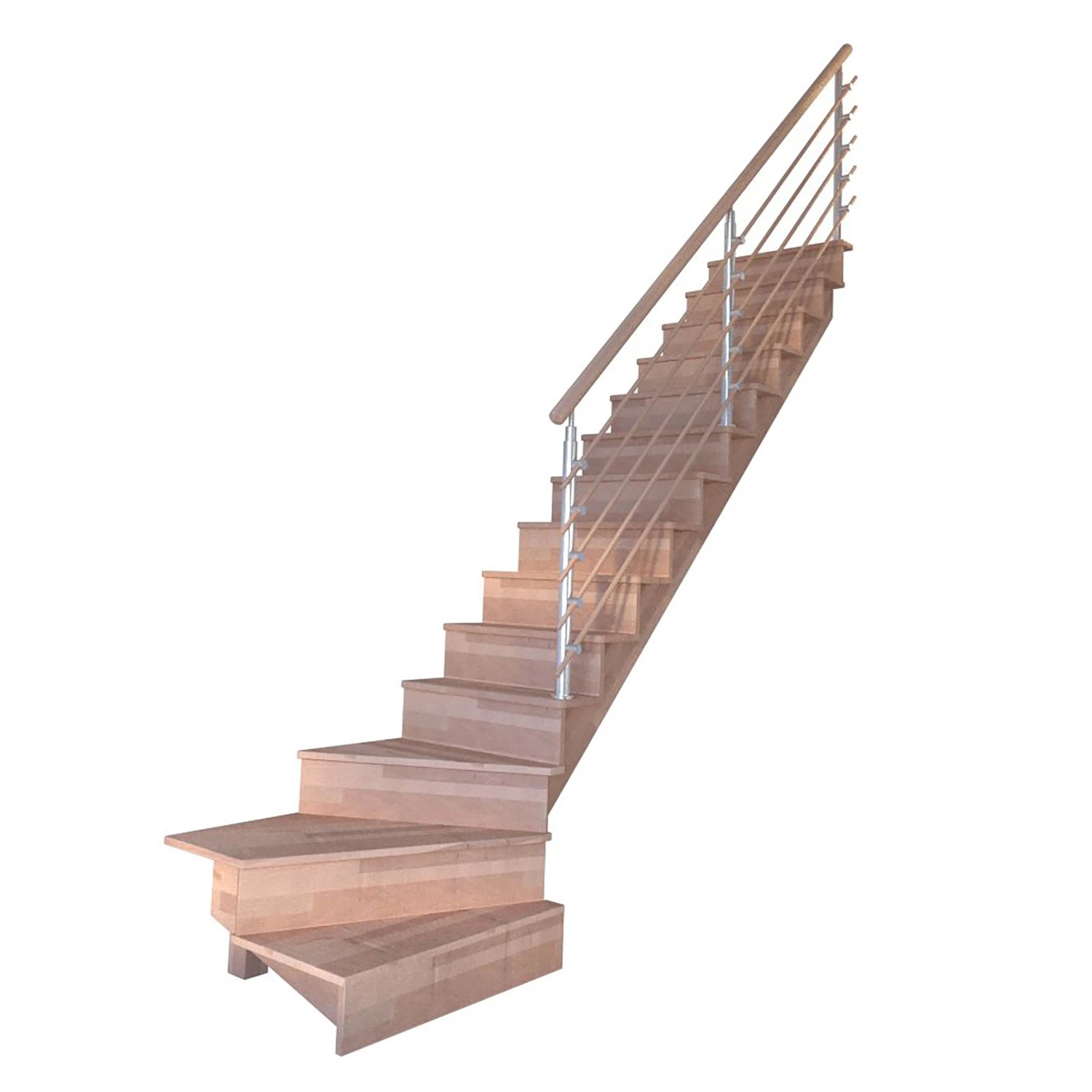 Treppe Lindos Pro Buche Gew. R 80 cm Setzstufen Design-Geländer-Holzstäbe F günstig online kaufen