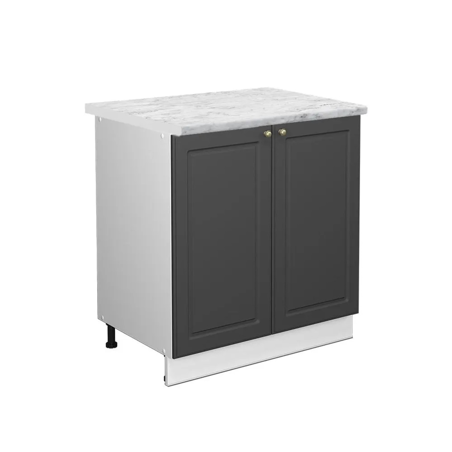 Vicco Küchenunterschrank Fame-Line Anthrazit Hochglanz/Weiß 80 x 82 Arbeitsplatte Marmor