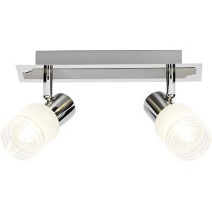 Brilliant LED-Spotbalken Lea, 2-flammig, Chrom/Weiß. Deckenleuchte mit zwei schwenkbaren Spots.