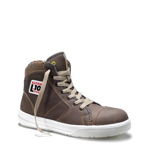 Elten Emotion ESD S3 Sicherheitsschnürstiefel Gr. 38 aus braunem Nubukleder mit Stahlkappe.