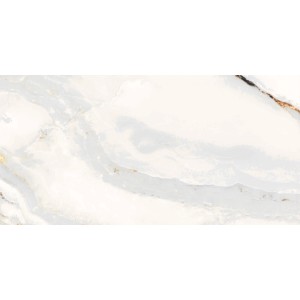 Bodenfliese Feinsteinzeug, 60x30 cm, Marmor-Optik, polierte Glasur für Innenräume.