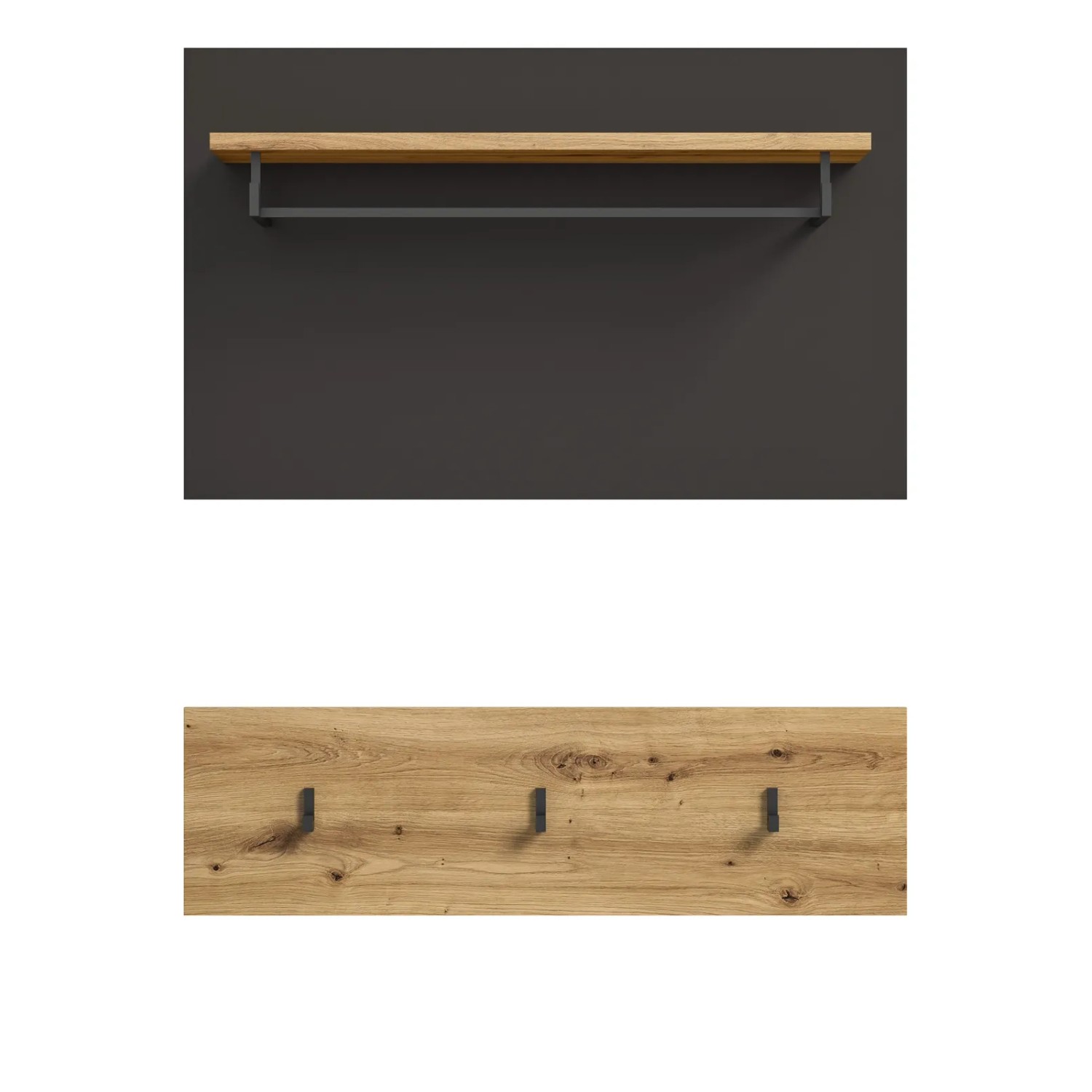 Inn.Furn Garderobenpaneel Eiche Grau 80 cm mit Kleiderstange Cooper_8
