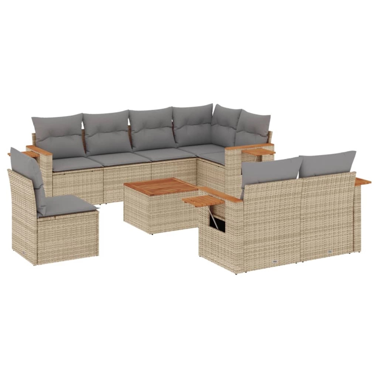 vidaXL 9-Tlg Garten-Sofagarnitur mit Kissen Beige Poly Rattan 3259413 günstig online kaufen