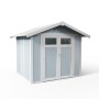 Grosfillex Gerätehaus Utility 4,9 Graublau, Kunststoff-Gartenhaus mit Doppeltür und Satteldach.