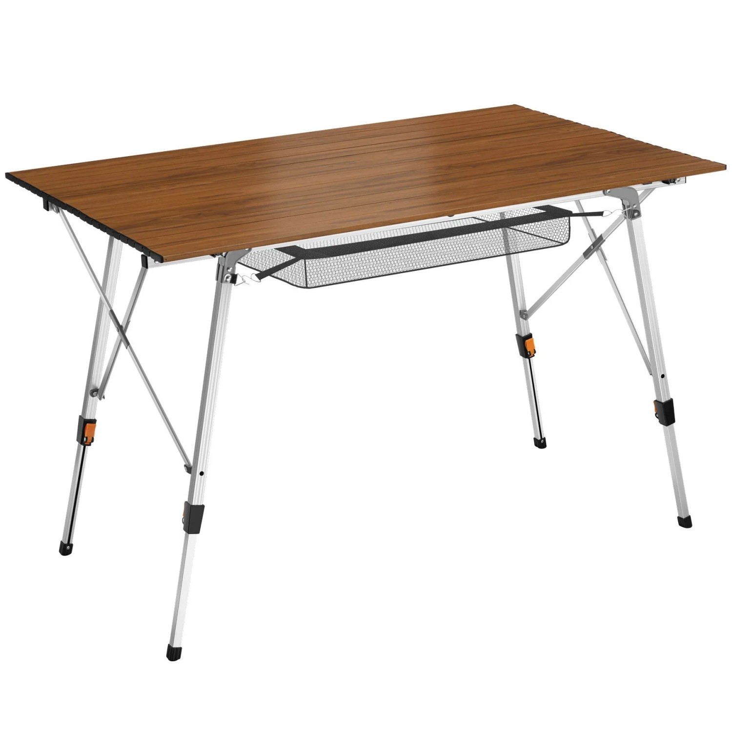 Tectake Aluminium Campingtisch Bastian Faltbar Wetterfest  120 x 70 50 x 79 cm Holzoptik