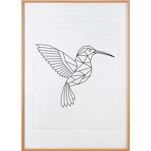 Wechselrahmen Buche 50x70 cm mit geometrischem Kolibri-Motiv. Bilderrahmen für Fotos und Poster.