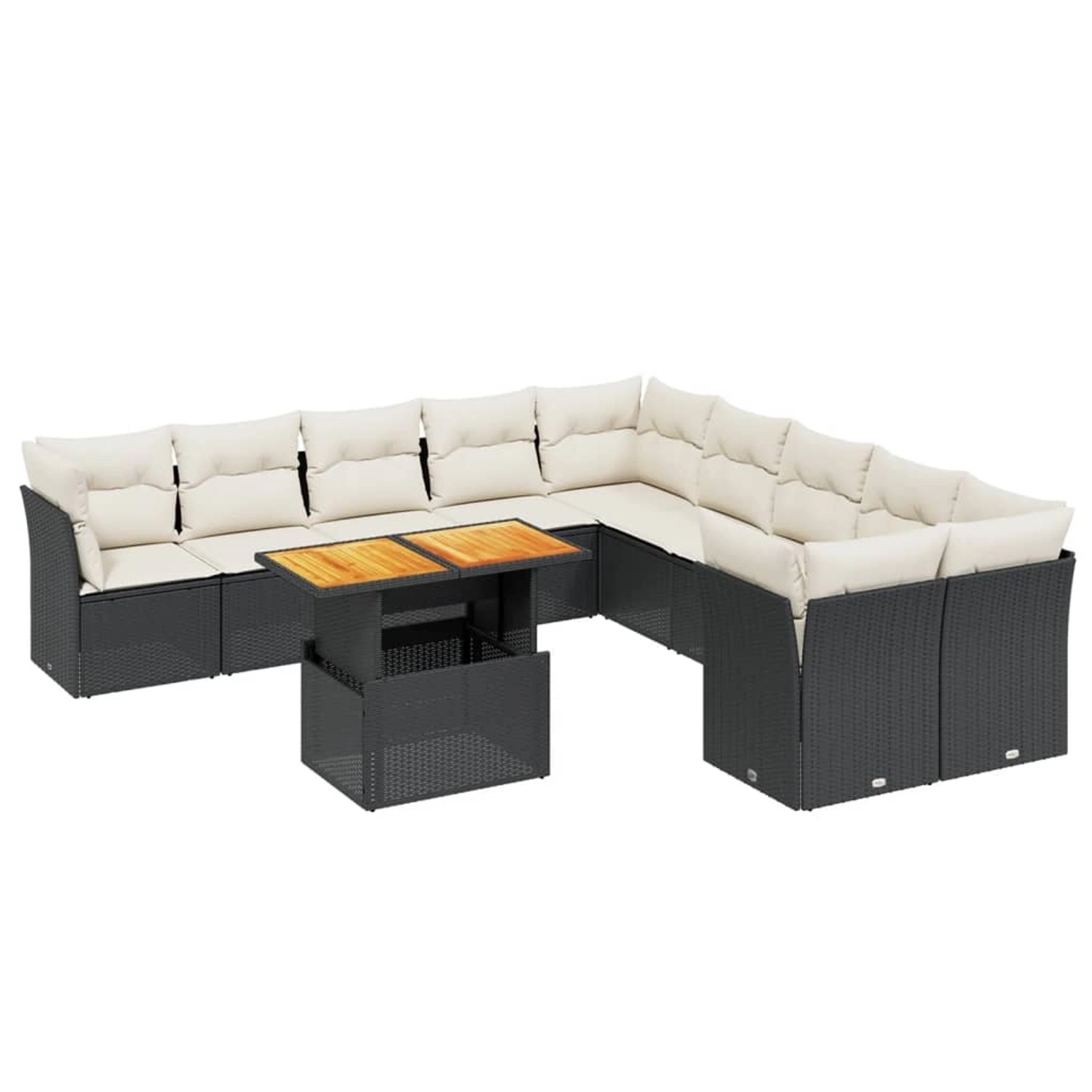 vidaXL 11-Tlg Garten-Sofagarnitur mit Kissen Schwarz Poly Rattan 3271042 günstig online kaufen