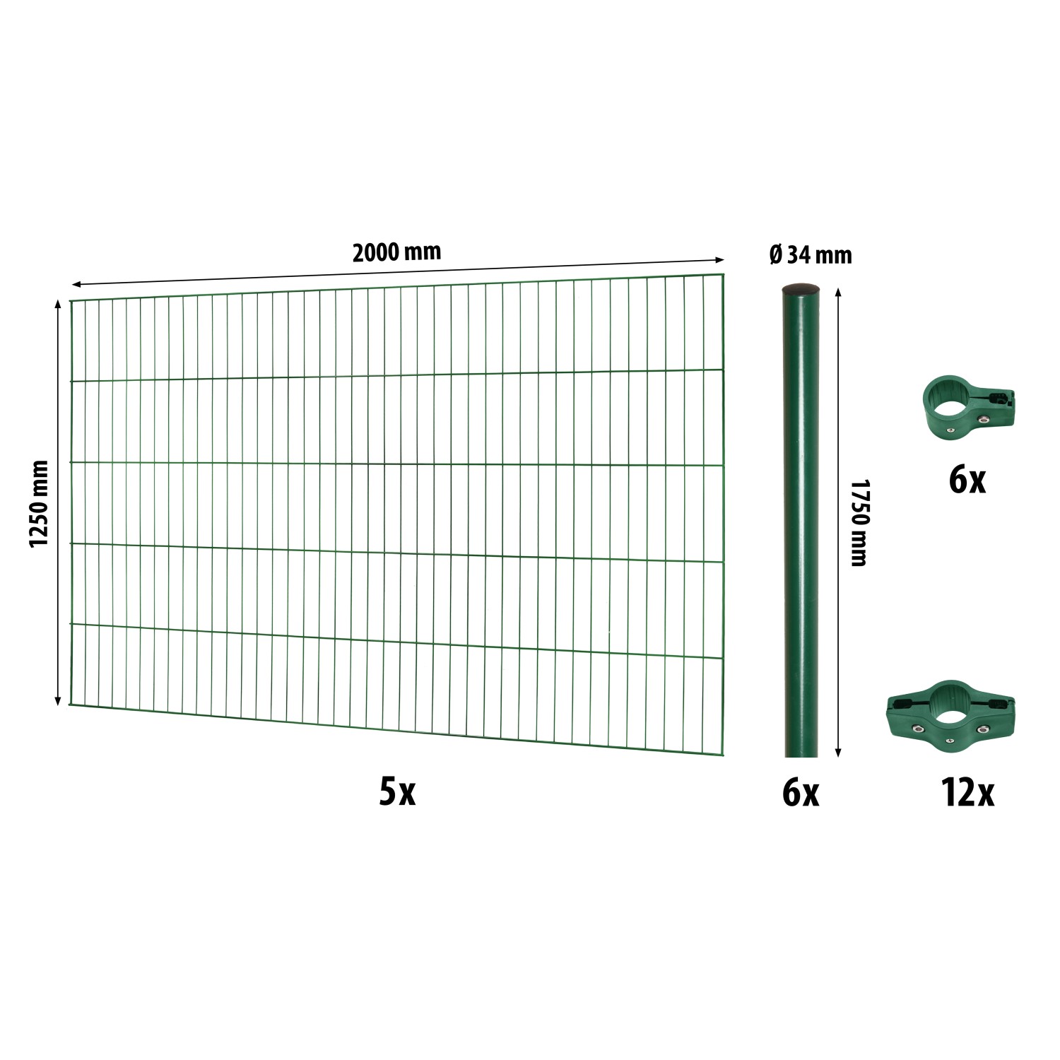 Einstabmattenzaun-Set Classic Grün 125 cm x 1000 cm günstig online kaufen