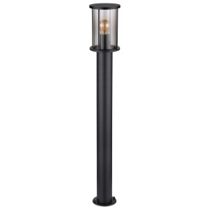 Globo Gracey Außenleuchte, 100cm, Edelstahl, schwarz matt, mit rauchfarbenem Glas.