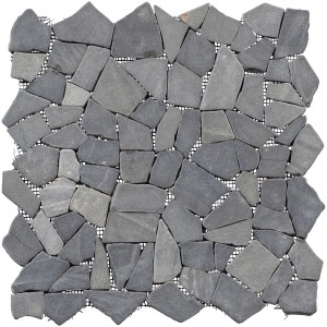 Bruchmosaikmatte in Schwarz-Braun, 30,5x30,5 cm, Naturstein-Optik für Innenräume.