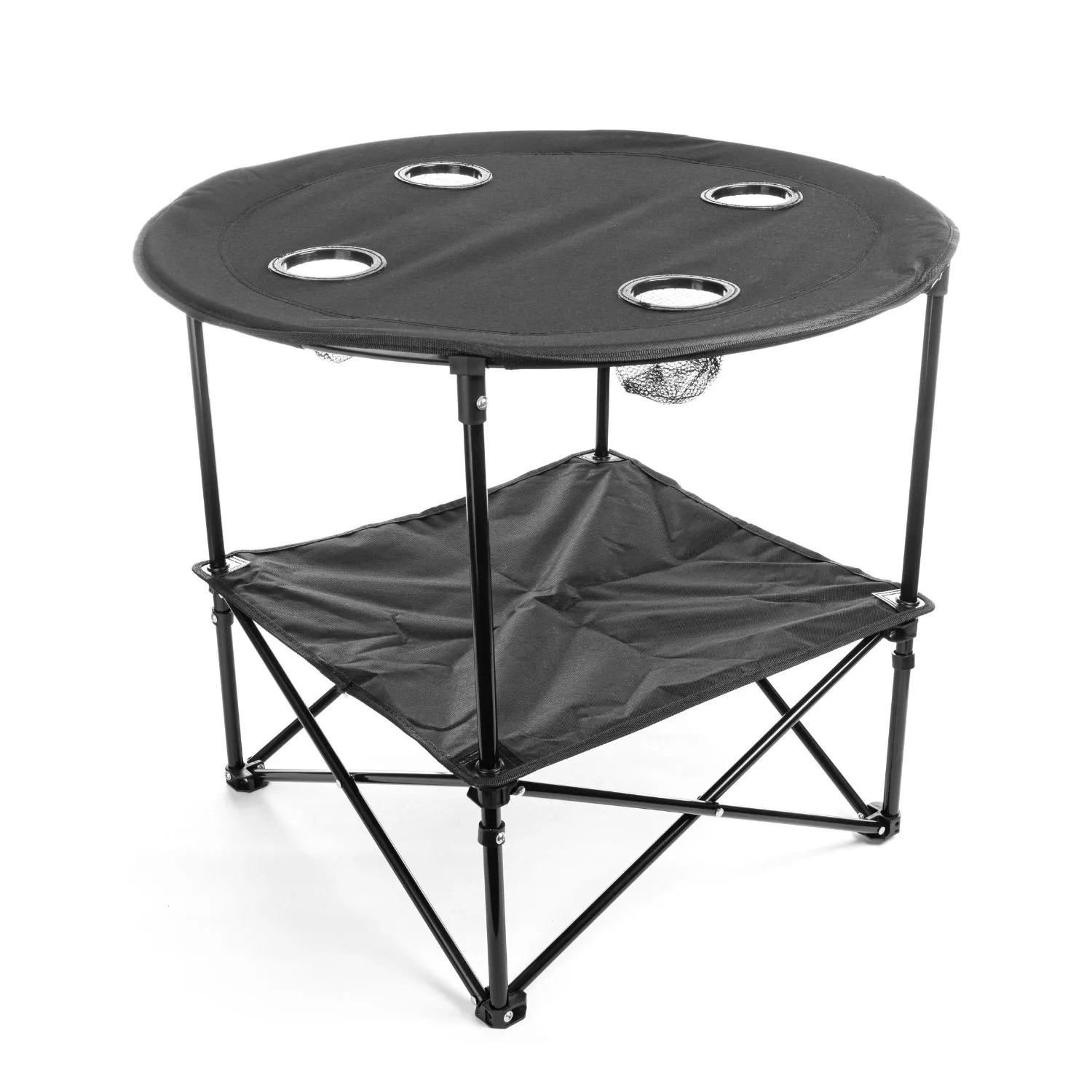 BigDean Campingtisch Faltbar mit 4 Getränkehalter 2 Ablagen Inklusive Tragetasche Camping Tisch Campingtisch Klein