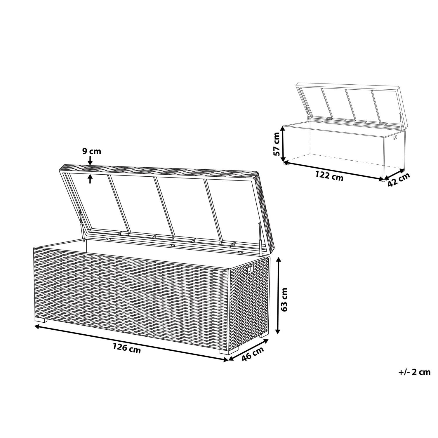 Beliani Truhe MODENA Dunkelbraun 46x126x63_3