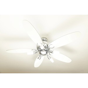 WESTINGHOUSE Deckenventilator Arius, 132 cm, Chrom, mit weißen Flügeln und Beleuchtung.