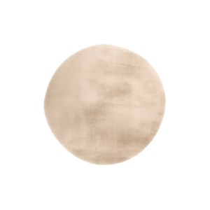 Runder, elfenbeinfarbener MeGusta Hochflorteppich mit weicher Oberfläche, Durchmesser 120 cm.