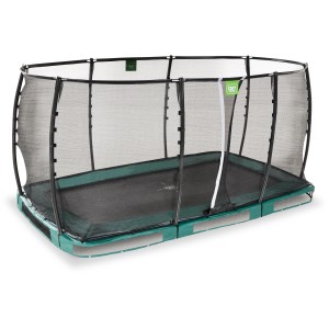 Grünes EXIT Allure Premium Bodentrampolin 244x427 cm mit Sicherheitsnetz.
