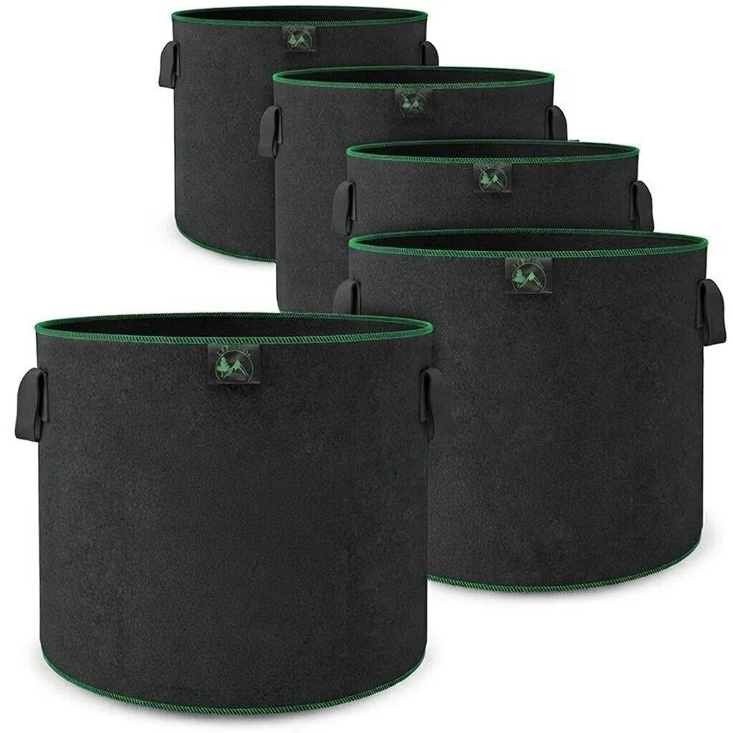 TTL GARDEN Pflanzsack 30L 5er Set Filz Stofftopf 300g/qm Vlies Pflanzentopf Rund Ø35,5cm Für Gemüse Kräuter