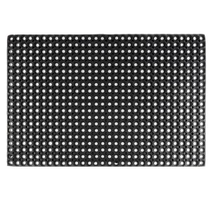 Schwarze KARAT Ringgummimatte Octo Door, recyclebar, 100x450 cm, für den Außenbereich.