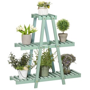 Outsunny Blumenständer mit 3 Ebenen Tannenholz 76L x 26B x 76H cm