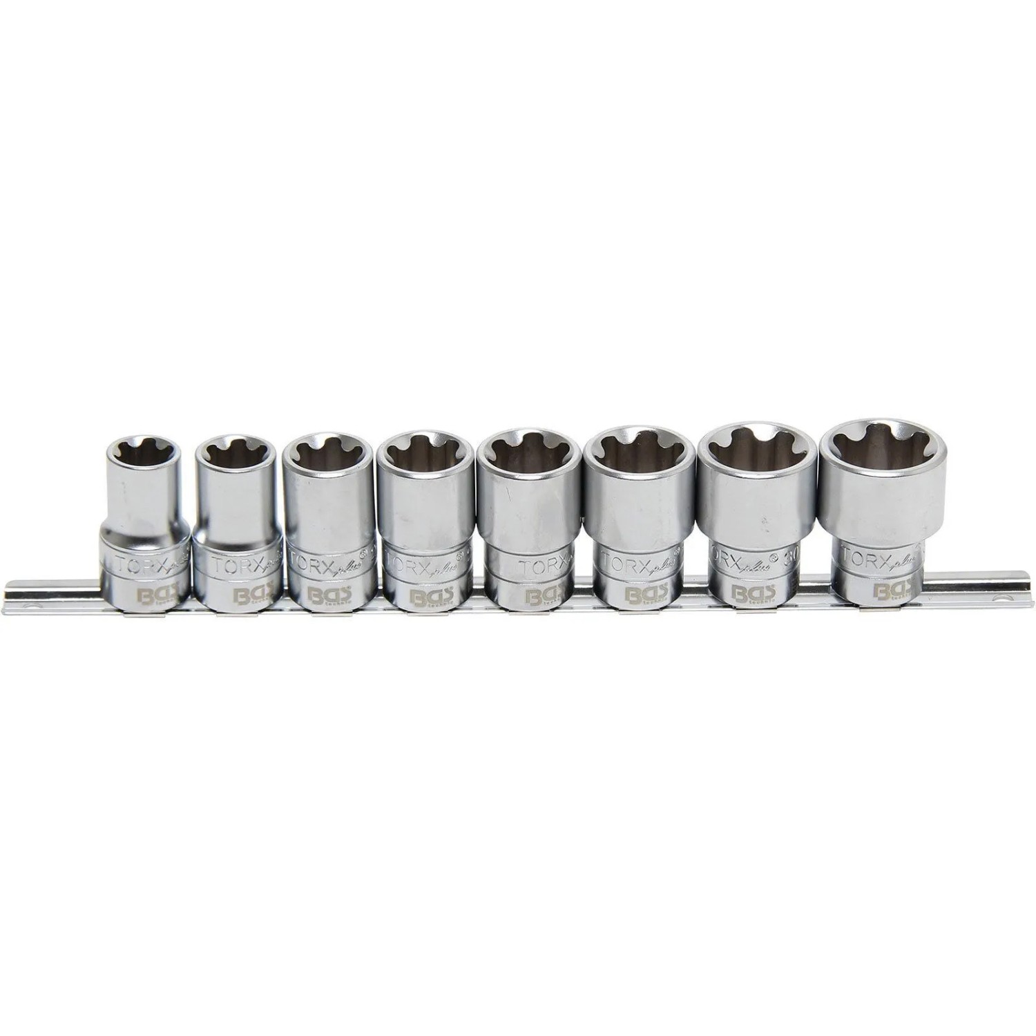 BGS Steckschlüssel Einsatz Satz T Profil Plus  Für Torx Plus  Antrieb Innenvierkant 12 5 Mm  1 2 Zoll  SW 18EP 32EP 8Tlg  8806