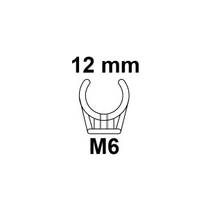 Kirchhoff Rohrclip, einfach, weiß, 12 mm, mit M6 Gewindehülse. Clip für Rohre.