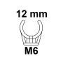 Kirchhoff Rohrclip, einfach, weiß, 12 mm, mit M6 Gewindehülse. Clip für Rohre.