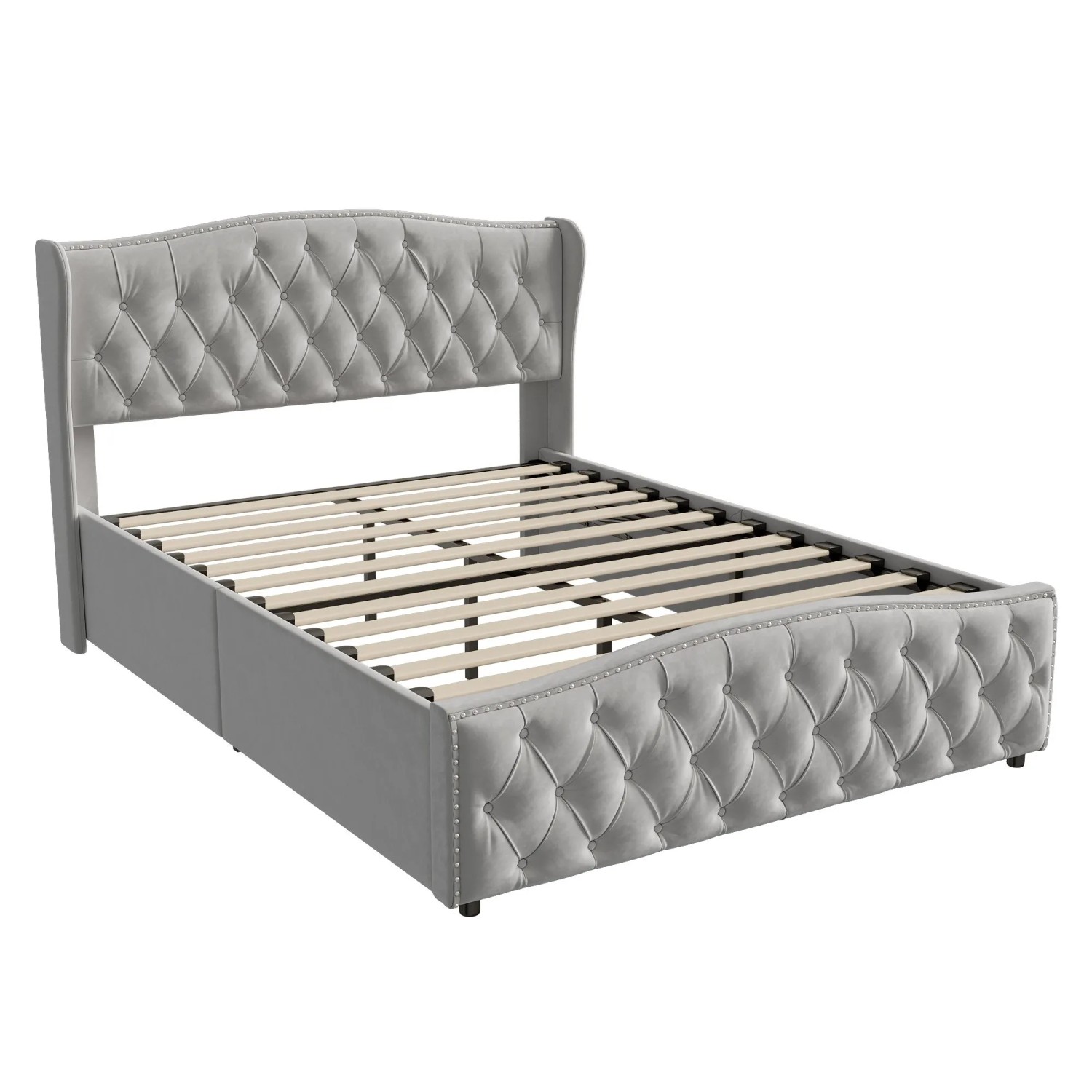 PXloue Polsterbett Doppelbett 140x200cm mit Hydraulisches Stauraum Samt Grau