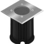 Eckiger LED-Bodeneinbaustrahler aus Edelstahl und Kunststoff für Garten und Hof.