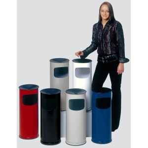 PROREGAL Klassischer Runder Kombiascher HxBxT 61 x 25 x 25 cm Verzinkter Stahl Grau