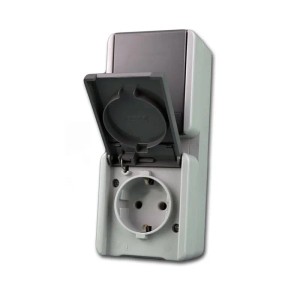 TEM Fontana SteckdoseSchalter Vertikal Grau 250V16A IP44