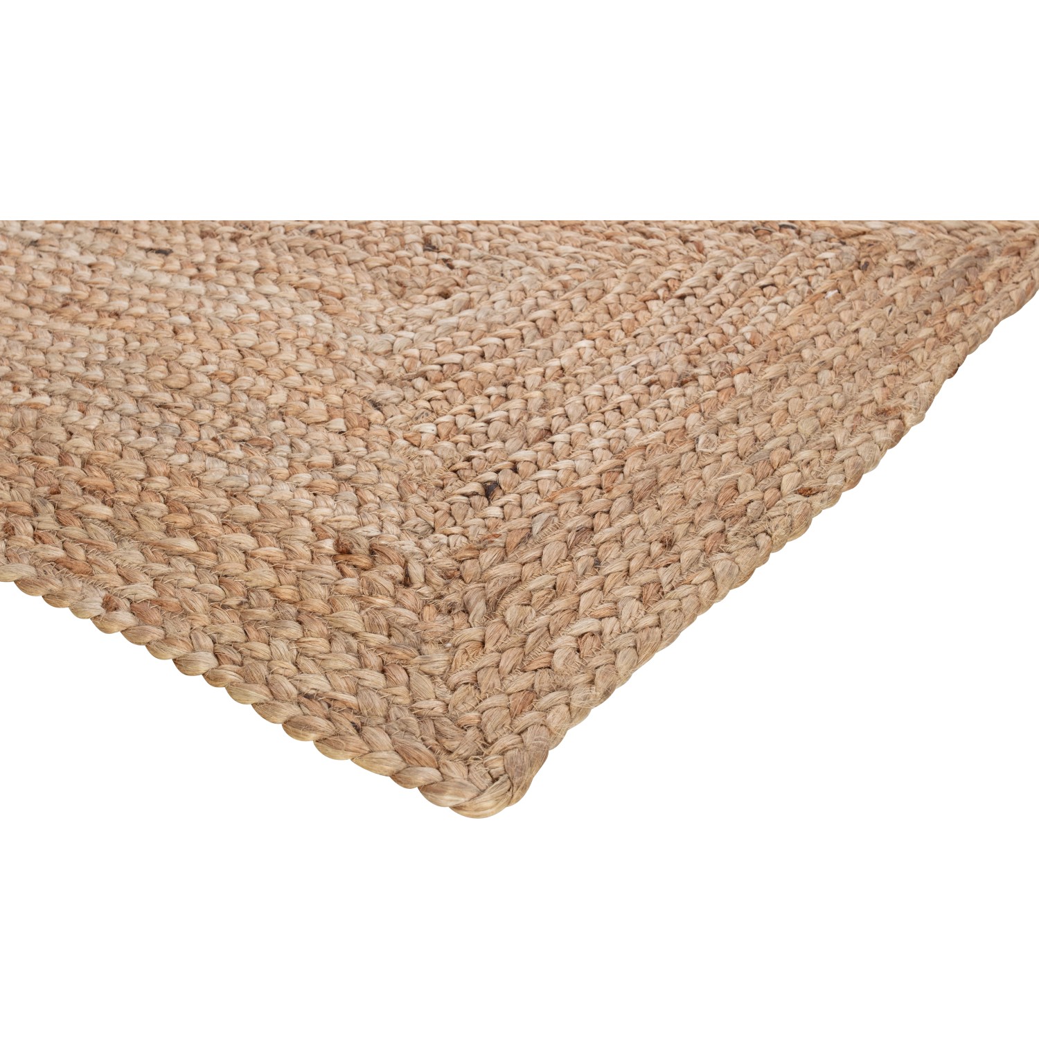 Detailansicht: Naturfarbener Jute Teppich, 60x90 cm, geflochtene Struktur.