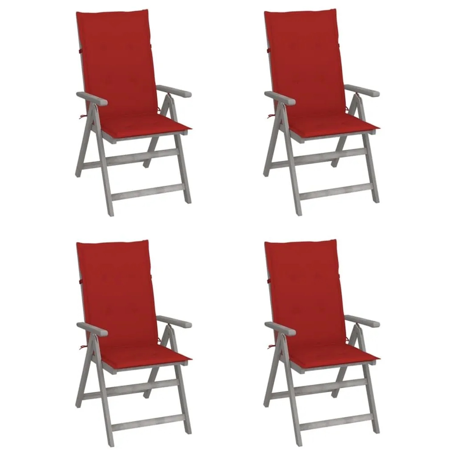 vidaXL Hochlehner Verstellbar 4 Stk mit Auflagen Massivholz Akazie 3065383