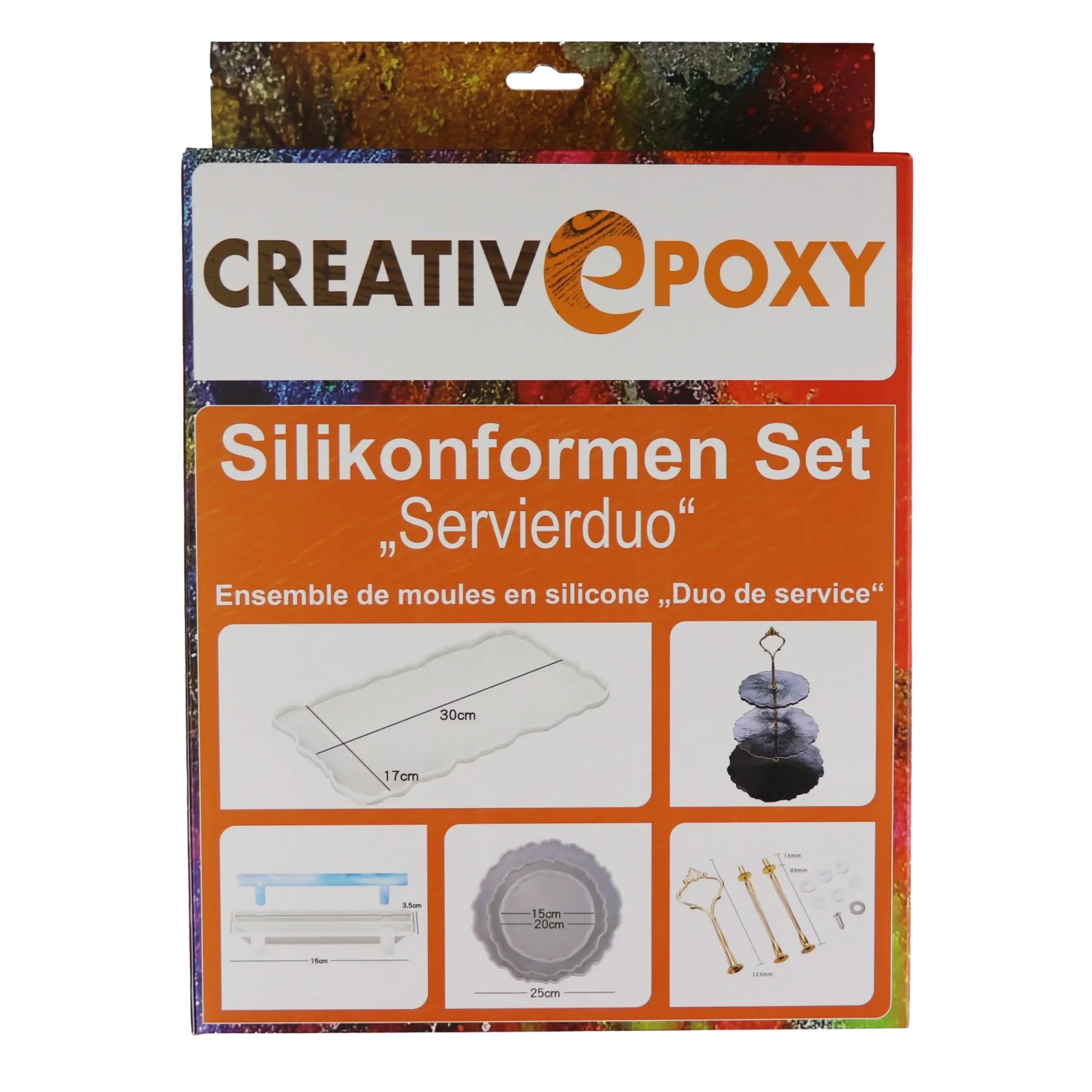 CreativEpoxy Silikonformen Set Servierduo Milchig