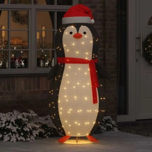 vidaXL Schnee-Pinguin Figur Warmweiß 78 x 88 x 180 cm Stoff 42018966