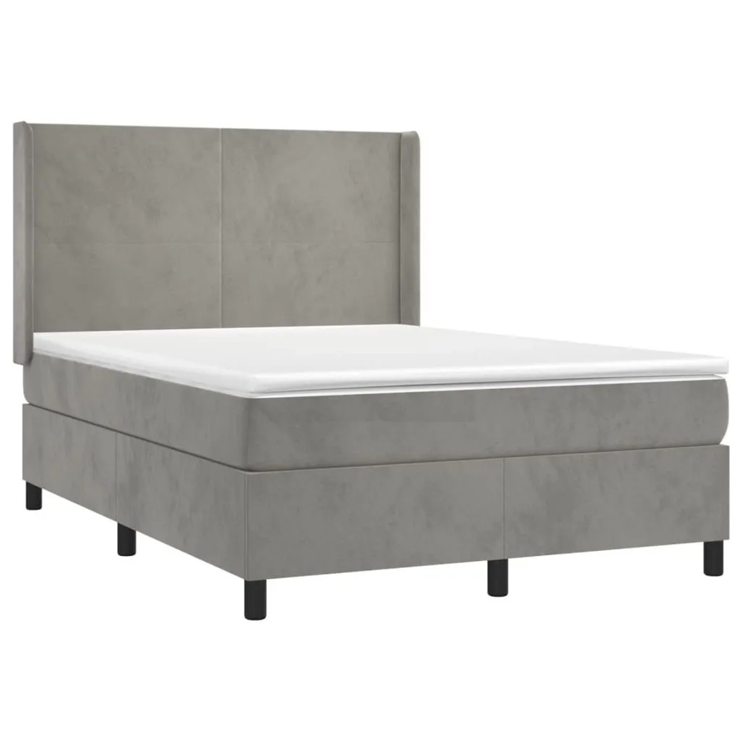 vidaXL Boxspringbett mit Matratze & LED Hellgrau 140x190 cm Samt 3139439 günstig online kaufen