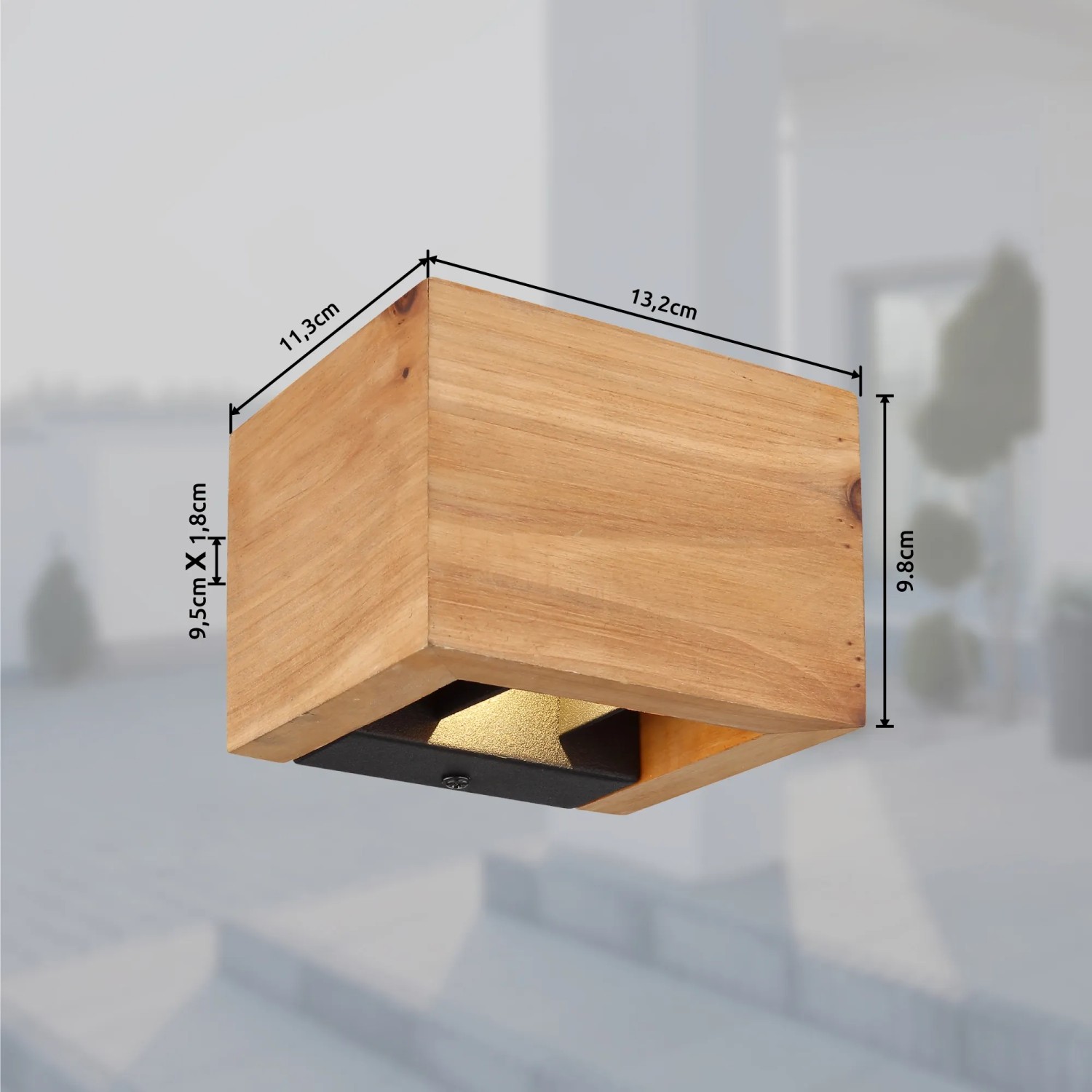 Moderne LED-Wandleuchte Alina in Dunkelbraun, Holzoptik, warmweißes Licht für Innenräume.