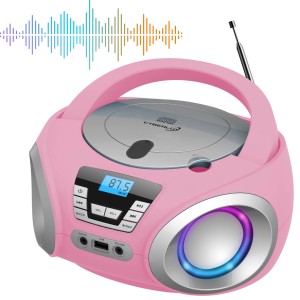 Cyberlux CL-910 CD-Player mit LED-Discolichter CD/MP3/USB Radio Pink