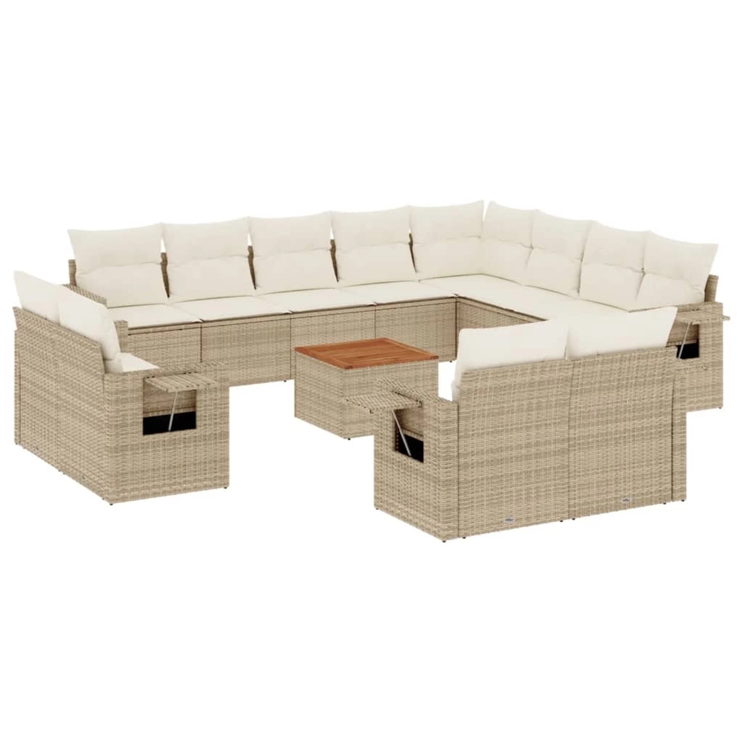 vidaXL 13-Tlg Garten-Sofagarnitur mit Kissen Beige Poly Rattan 3257164 günstig online kaufen