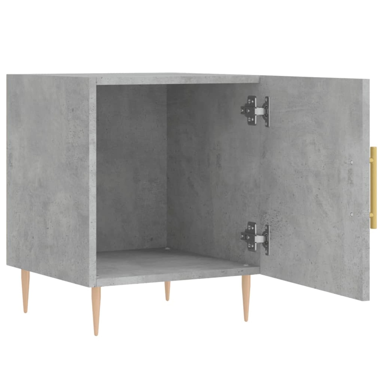 vidaXL Nachttische (2 Stk.) in Betongrau mit Tür und Holzfüßen.